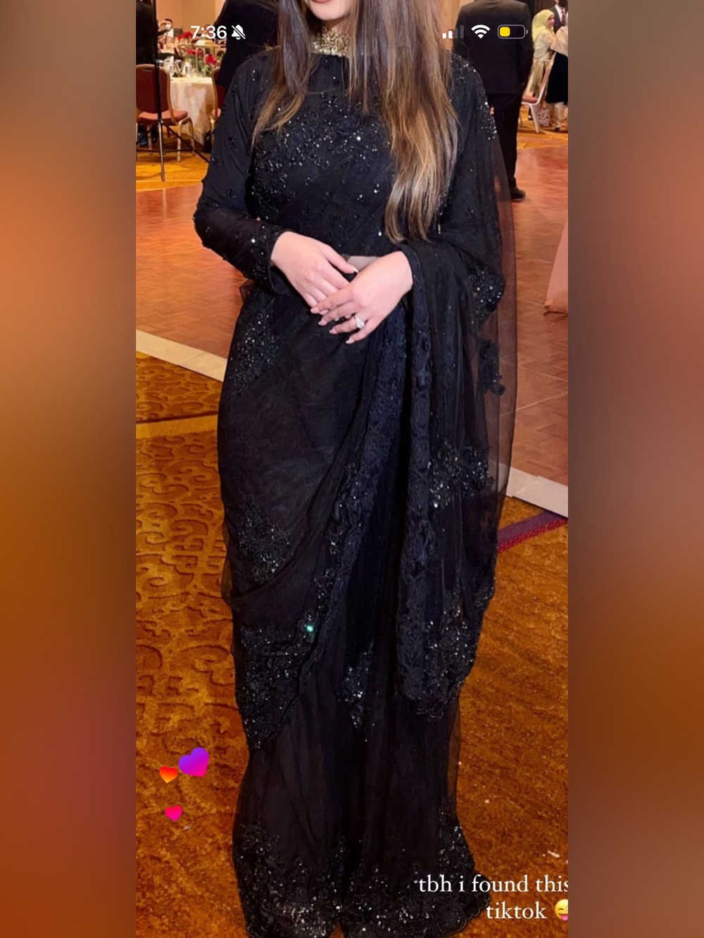 Black Embellished Women's Saree